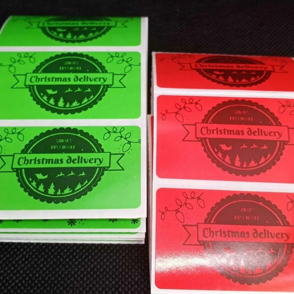 💙100 Christmas Post- Shipping Labels Thermal Packaging Stickers 2.25